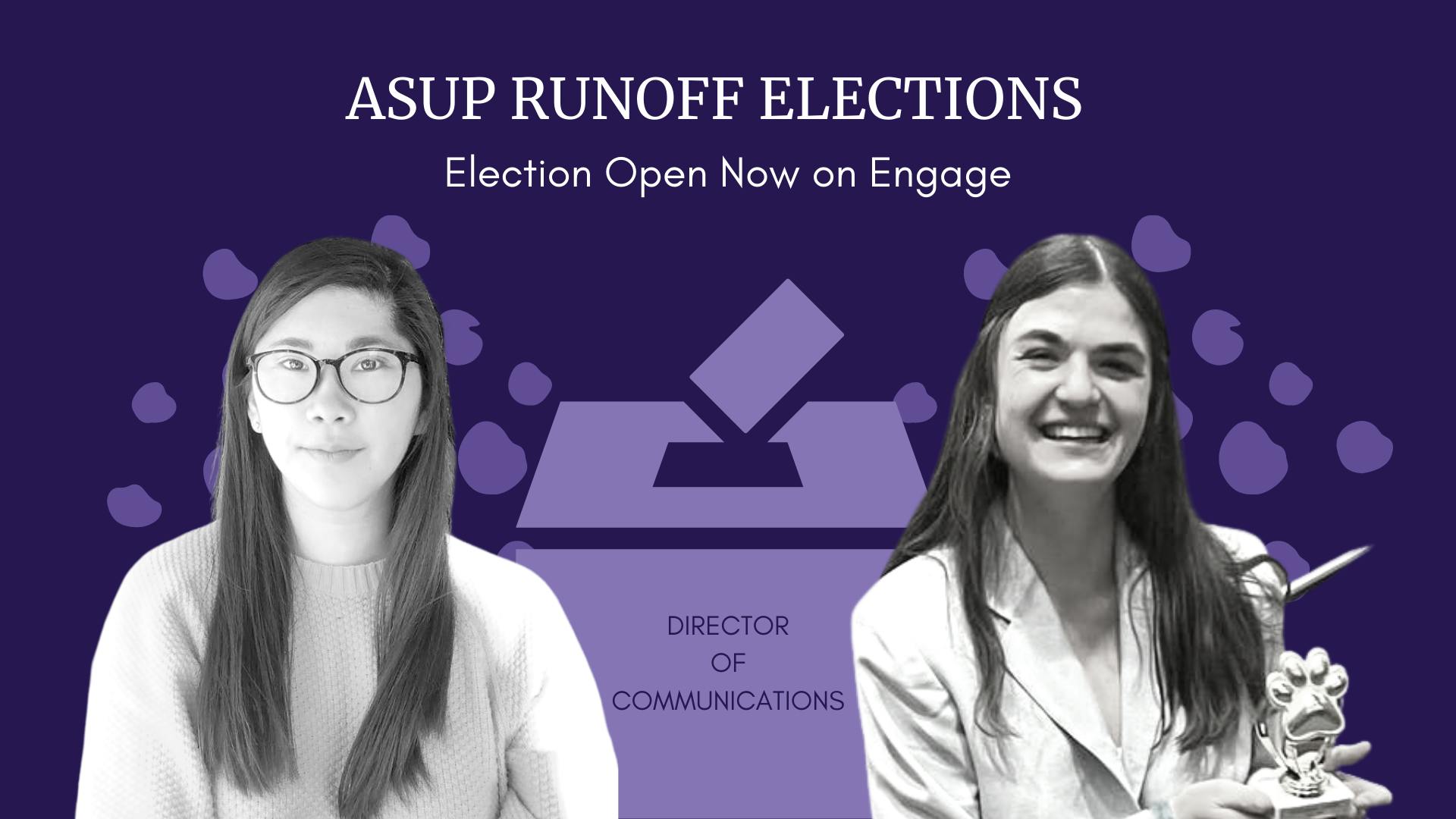 ASUP director of communications run-off election is open from now until March 31 at 4:00 p.m.Canva by Brie Haro.