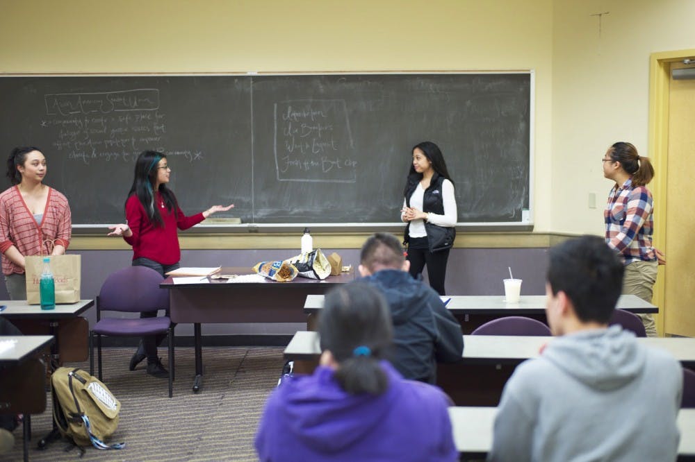  Members of the newly formed Asian Student Union meet to discuss a vision for the club. The club, which recently submitted paperwork to become an official club on campus, aims to celebrate the experiences of Asian American students at UP. Photo by Parker Shoaff