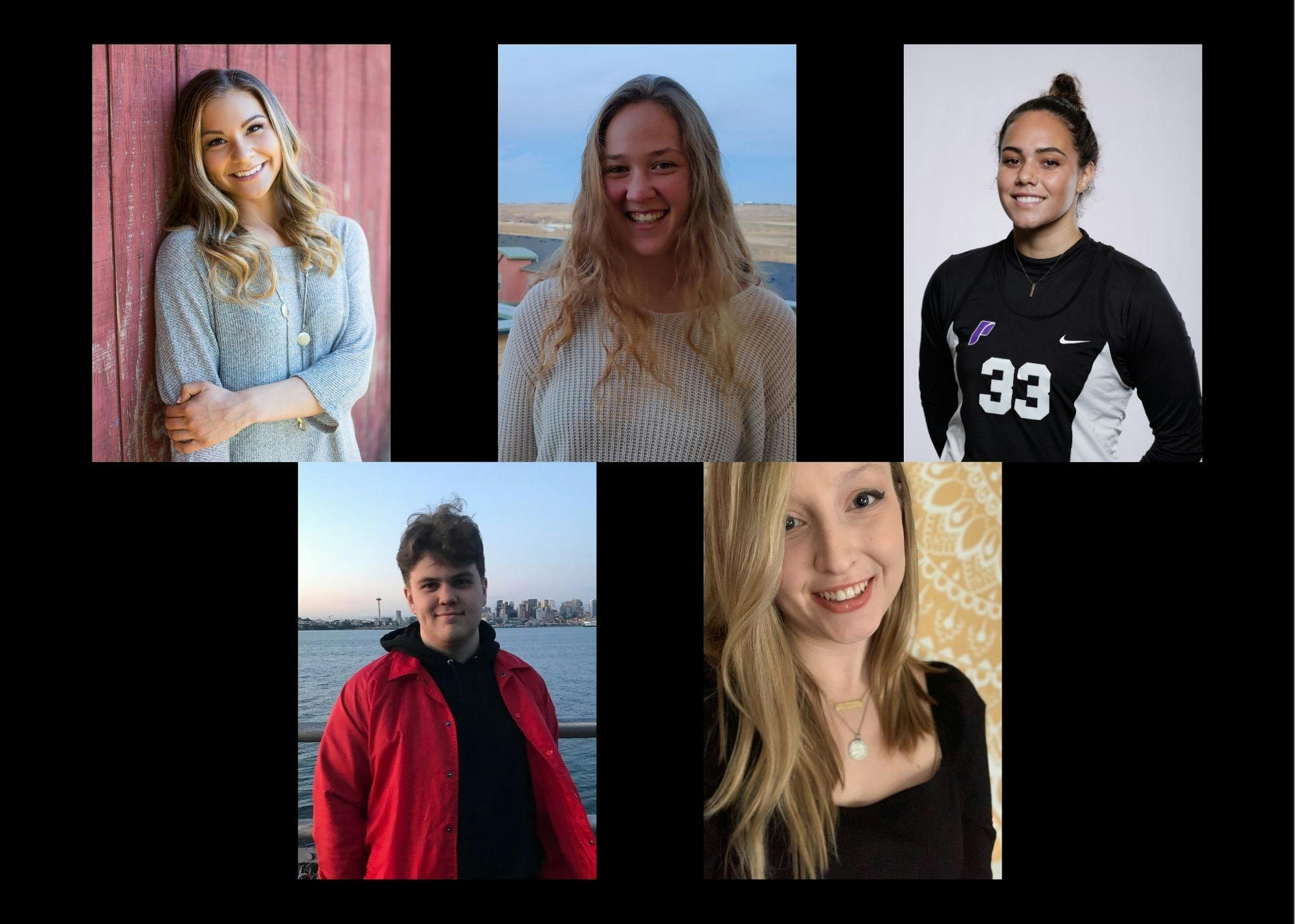 Lauren Carlos, Caroline Dockerty, Shayla Hoeft, Liam McDonough and Riley Farrell are organizational communication students. Photos courtesy of Lauren Carlos, Caroline Dockerty, Shayla Hoeft, Liam McDonough and Riley Farrell, respectively.