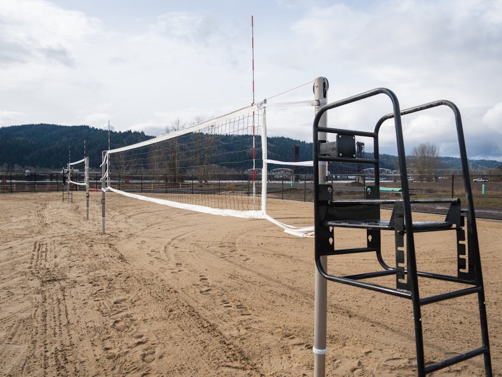 The newly constructed beach volleyball courts on River Campus saw their first use at a practice on Thursday.  
