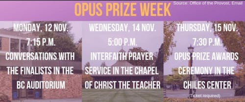 Opus Prize Week Calendar