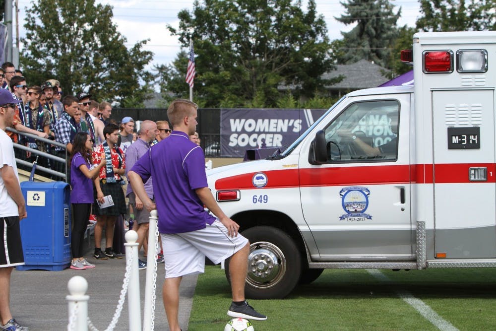  During the Nike Invitational Aug. 31, an ambulance took freshman midfielder Jacob Hanlin to the hospital after he was knocked unconscious.Hannah Baade|THE BEACON