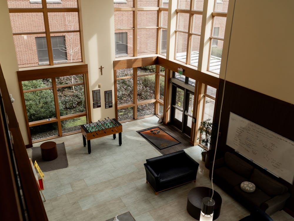 The Fields and Schoenfeldt lobby seen from the second floor.Media Credit: Evan Guerra / The Beacon