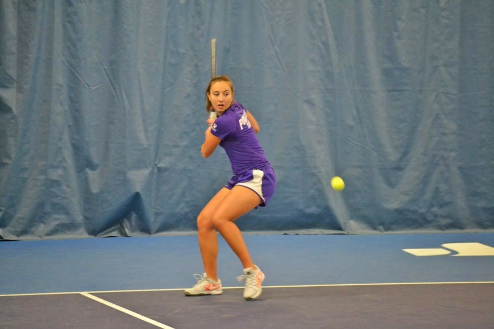  Sophomore Maja Mladenovic who leads the team, has won seven of her nine singles matches and four of her 10 doubles matches this season. Photo by David DiLoreto