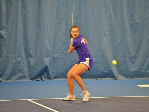  Sophomore Maja Mladenovic who leads the team, has won seven of her nine singles matches and four of her 10 doubles matches this season. Photo by David DiLoreto