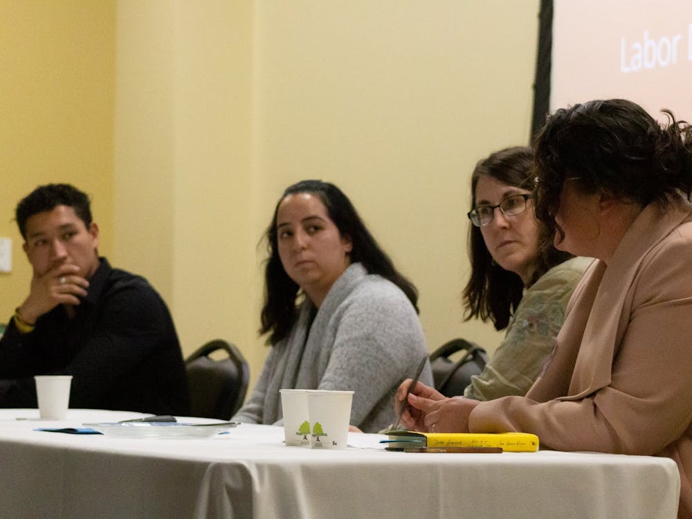 (Left to right) Sophomore Daniel Lagunas, Coordinator for Diversity and Inclusion Programming Yuri Hernández Osorio, and political science professors Anne Santiago and Lara-Zuzan Golesorkhi provided different perspectives on the topic of immigration at the DACA Panel.