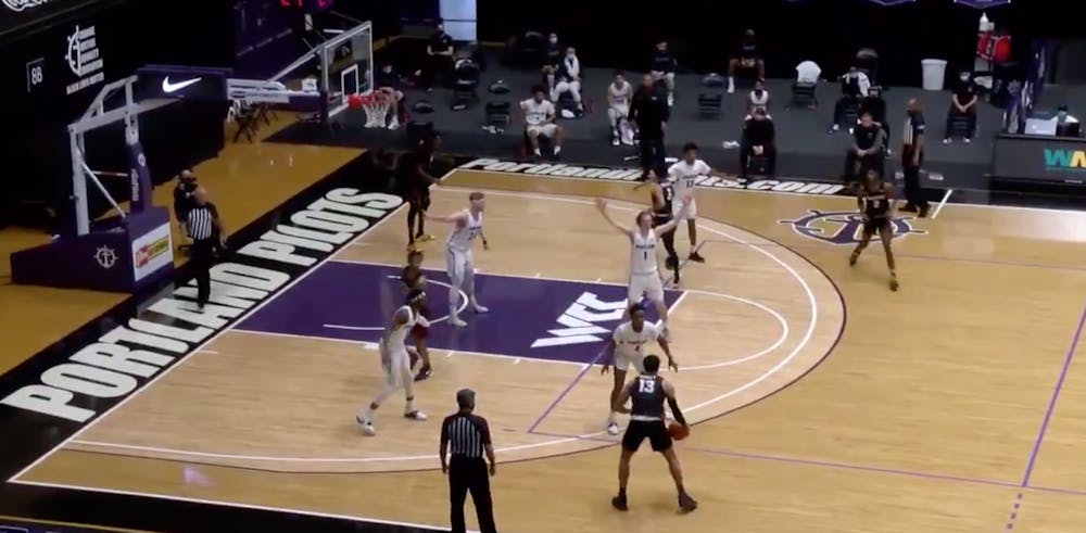 Screenshot from NBC Sports Northwest broadcast of Feb. 20 game against Pacific University.