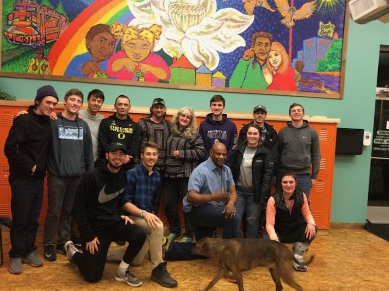Students involved with University FOR Portland volunteer to help relieve the nearby homeless crisis. Photo courtesy of University FOR Portland.