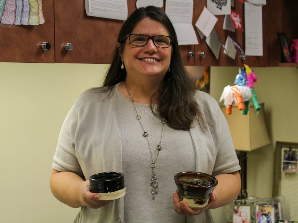 Montana Hisel-Cochran, a professor of the Pamplin School of Business, has been taking pottery classes at St. John's Clay Collective since October.