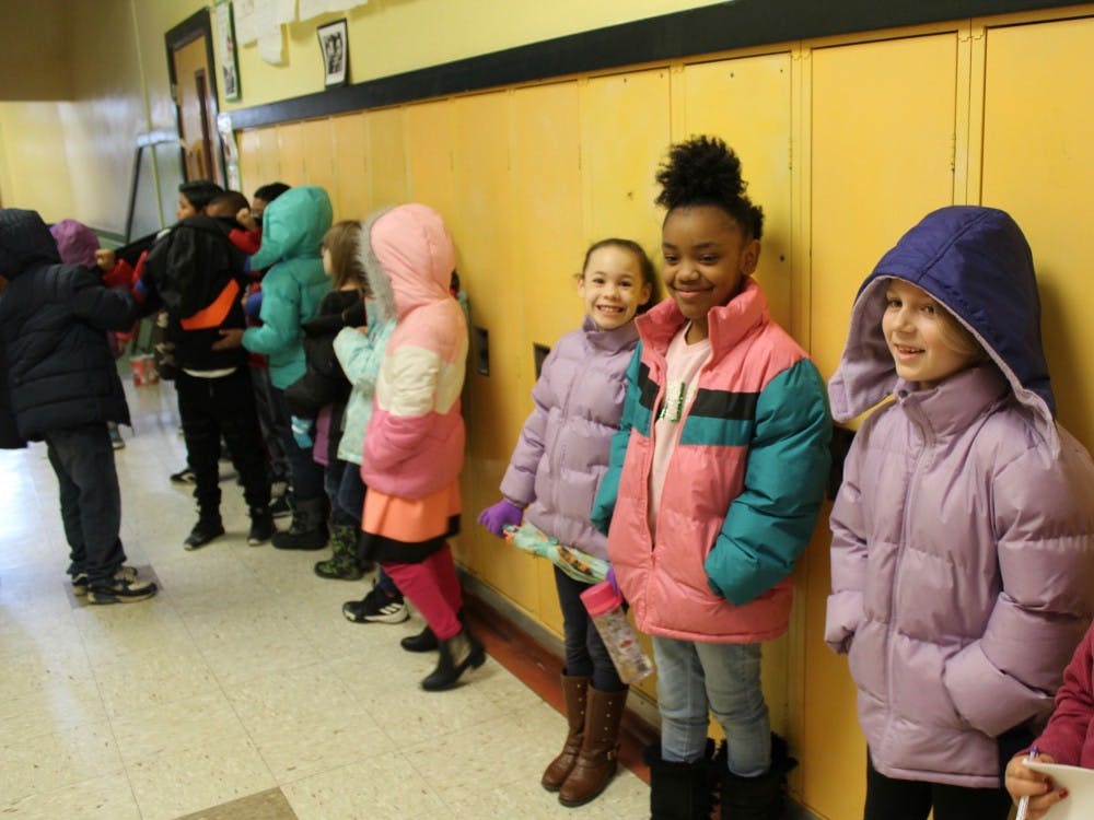 Students at Cesar Chavez line up for recess. 