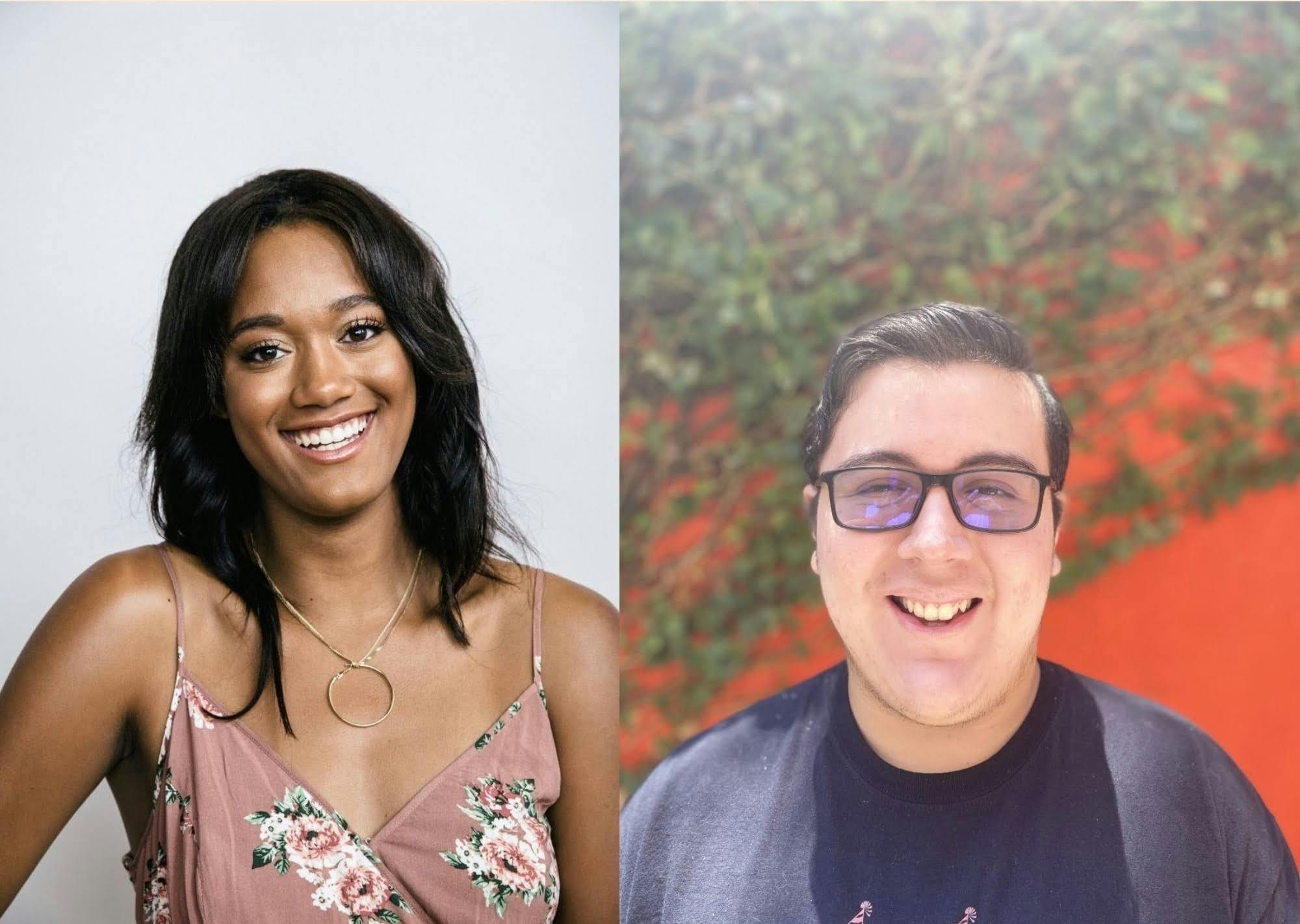 Freshman class senators Nevaeh Bray (left) and Miguel Navarro (right) still are finding ways to lead despite the pandemic. Photos courtesy of Nevaeh Bray and Miguel Navarro. Photo illustration by Marek Corsello.