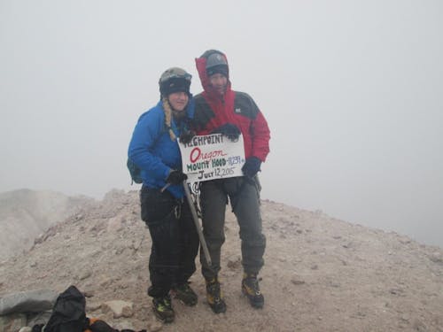 Anna Wheeler (left) and her father, Scott Wheeler (right), on the highest peak of Mount Hood. Photo courtesy of Karin Wheeler.