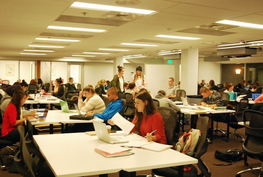  Students studying in the Clark Library. Photo by Parker Shoaff