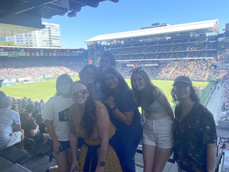A group of GWSS students attended a Portland Thorns game to make real-world connections with the program. Photo courtesy of Lara-Zuzan Golesorkhi.