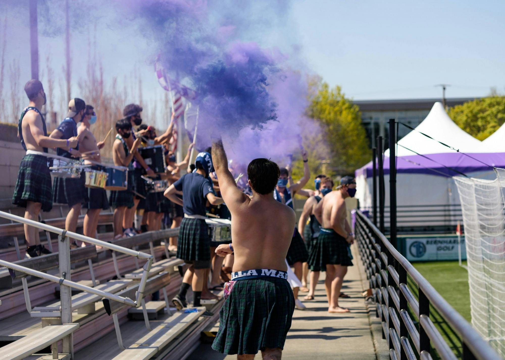 The Villa Maria Drum Squad has returned to Merlo Field after 16 months.