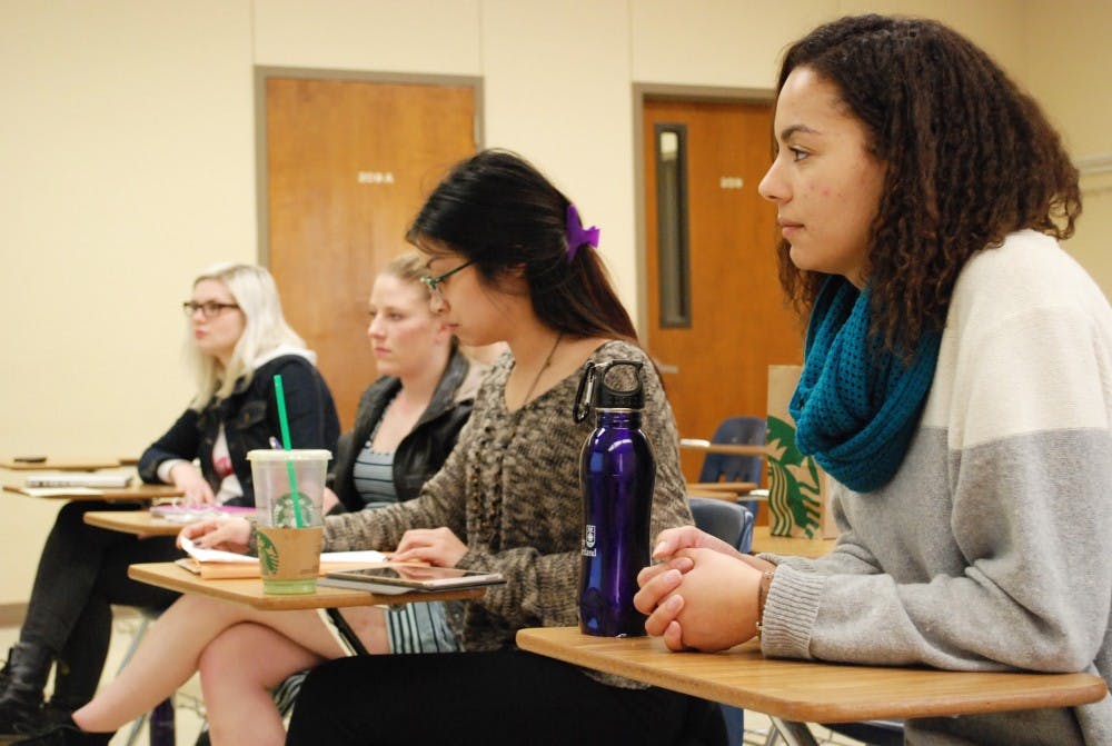  Students involved in BlackLivesMatter@UP meet to discuss the new group. Professors and students have worked together to start the new group, which aims to shed light on police brutality and other issues facing people of color. Photo by David DiLoreto