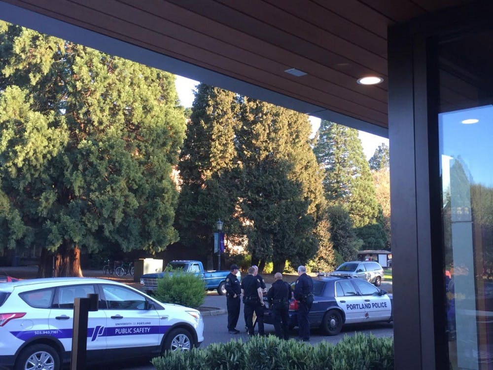  Police detained Alexander O'Brien to escort him off campus Wednesday evening. Photo by Cheyenne Schoen.