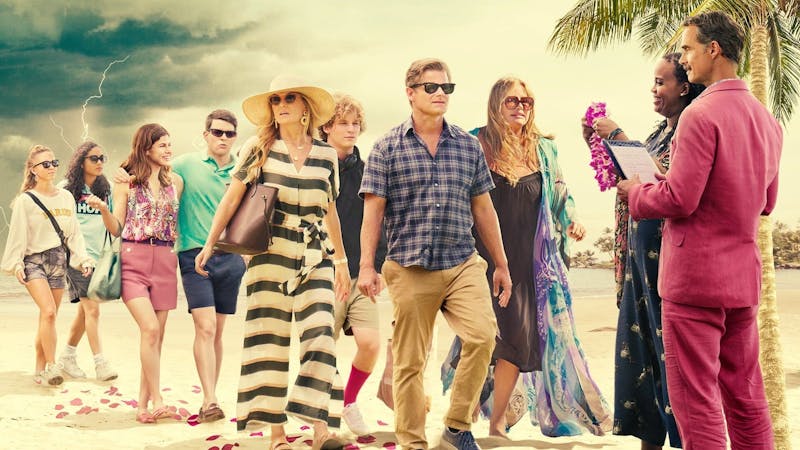 The White Lotus, premiered on HBO Max on July 11. Featuring Connie Britton, Jennifer Coolidge and Sydney Sweeney. The show follows the lives of three groups of wealthy, white vacationers as they interact with the partially-Native-Hawaiian staff at the White Lotus resort in Hawaii. Image courtesy of HBO Max