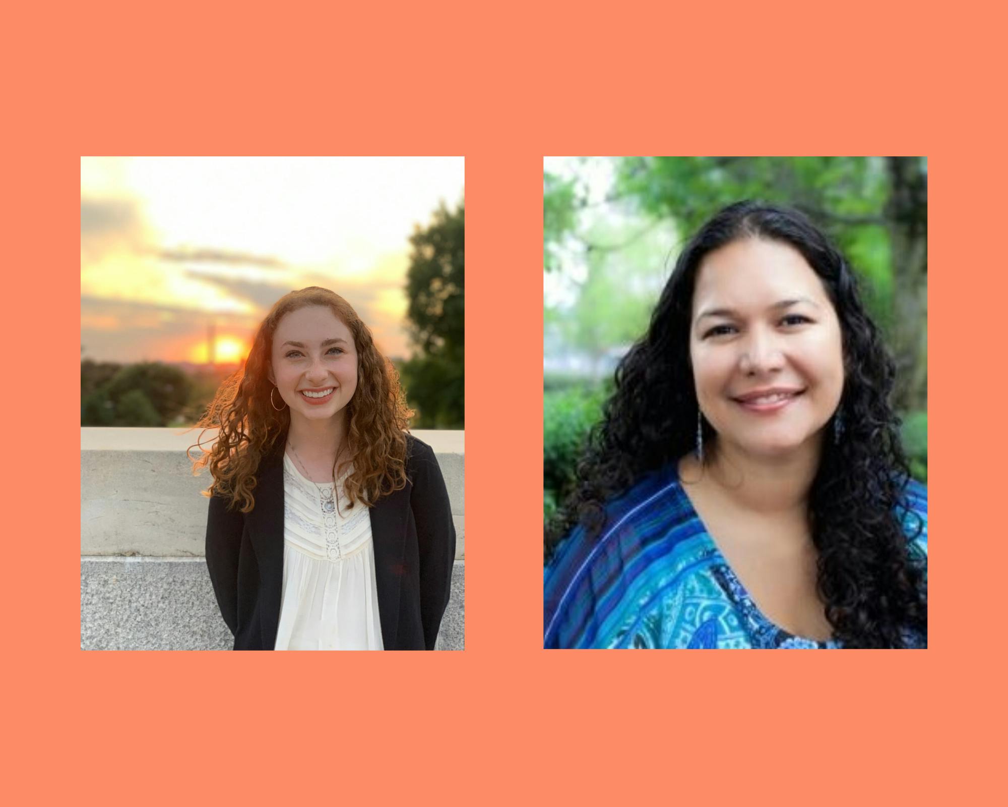 Rachel Mehlman (left), president of Active Minds, and Sarina Saturn (right), chair of the Academic Mental Health Network. Photos provided by Rachel Mehlman and Sarina Saturn. Canva created by Dora Totoian. 