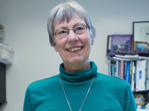  Sister Angela Hoffman holds her teaching award from the Oregon Academy of Science.Photo by Spencer Young