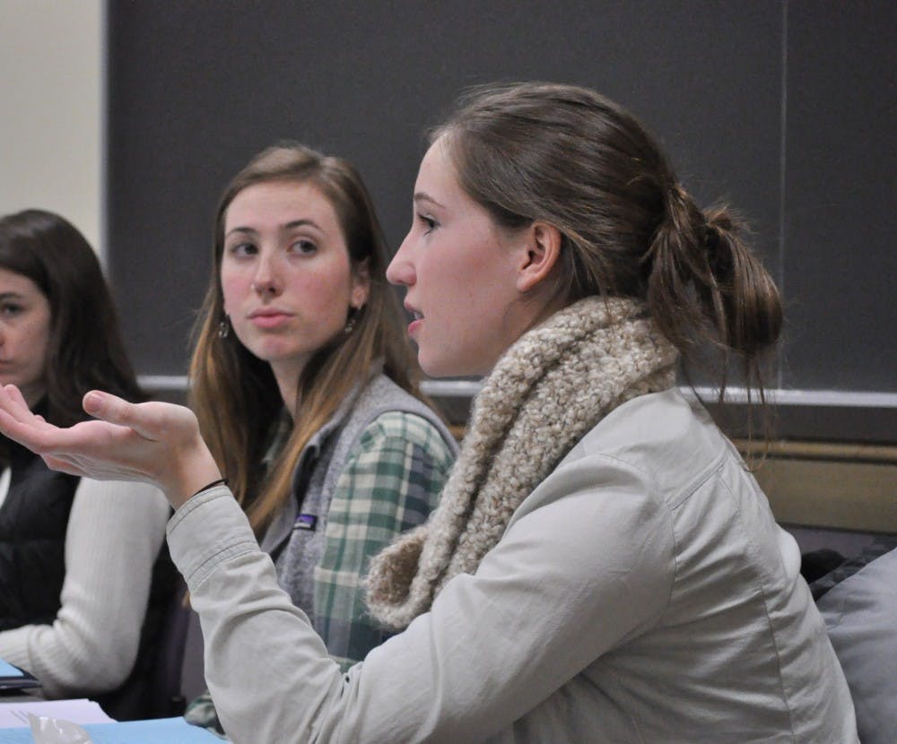  Katie Clute-Reinig and Victoria Crunkilton have initiated a Health Center Student Advisory Board to improve the services the Health Center is providing. Photo by Kristen Garcia.