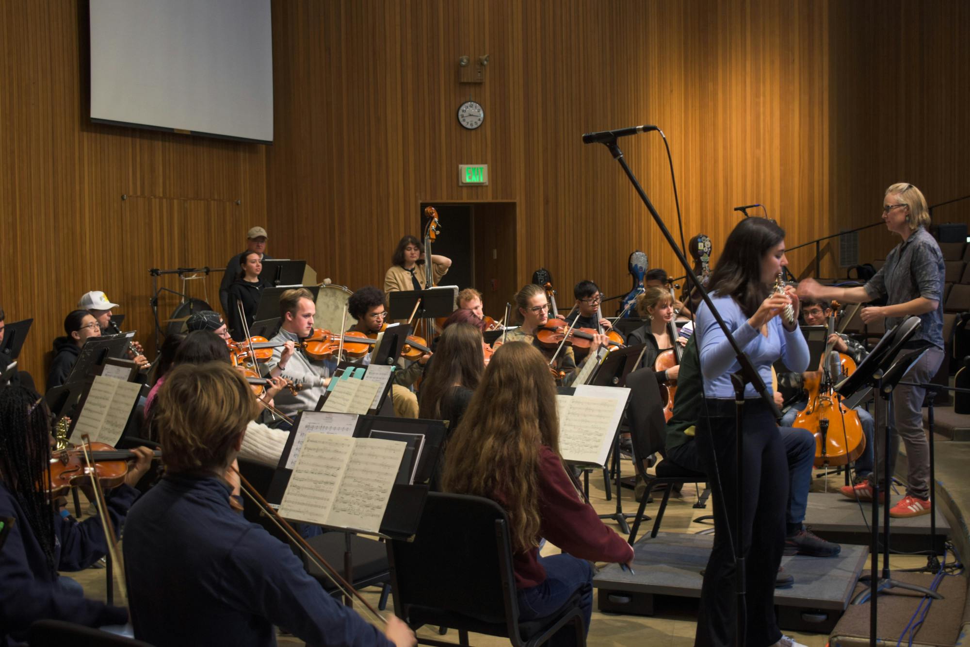 University of Portland's Orchestra practices for an upcoming show, Buckley Center Auditorium.