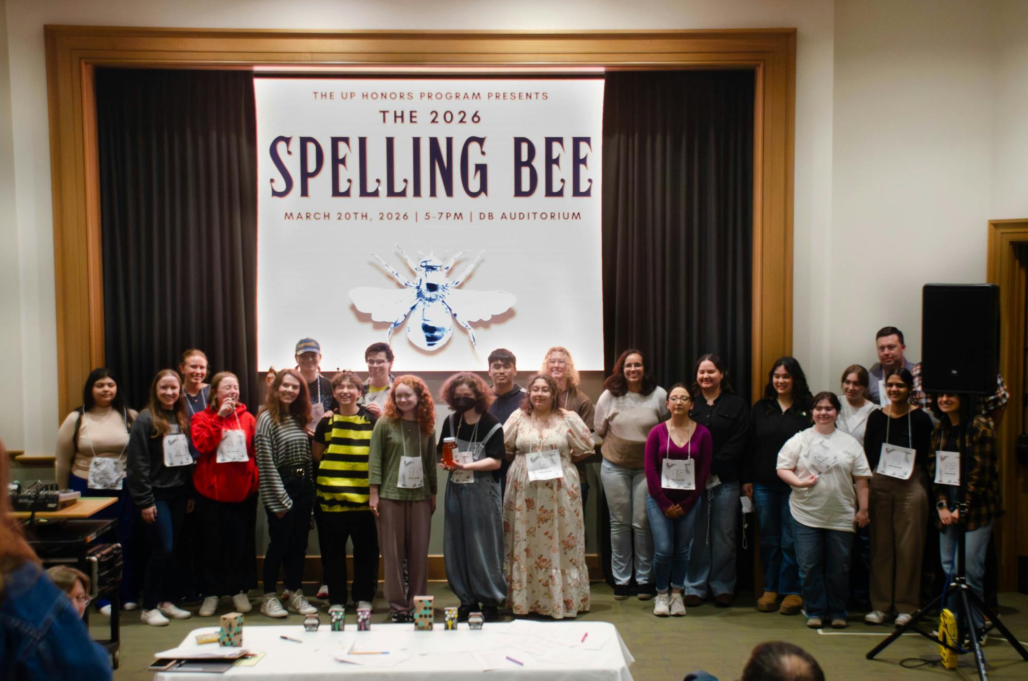 Spelling Bee contestants take a photo at the end of the event.