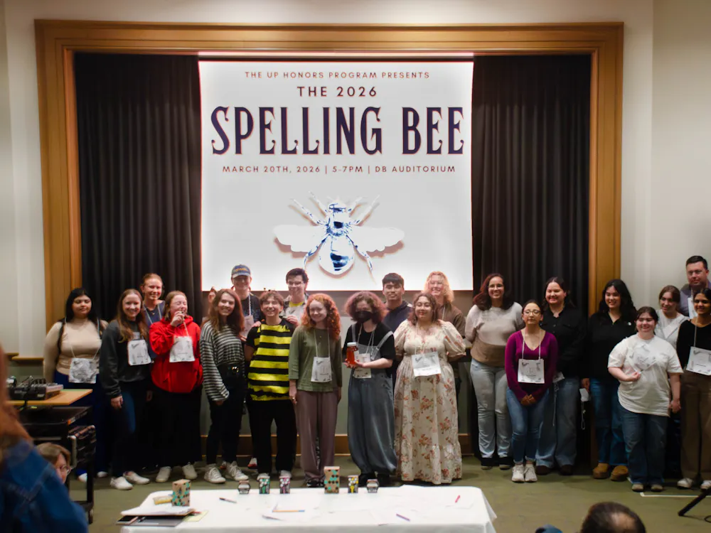Spelling Bee contestants take a photo at the end of the event.