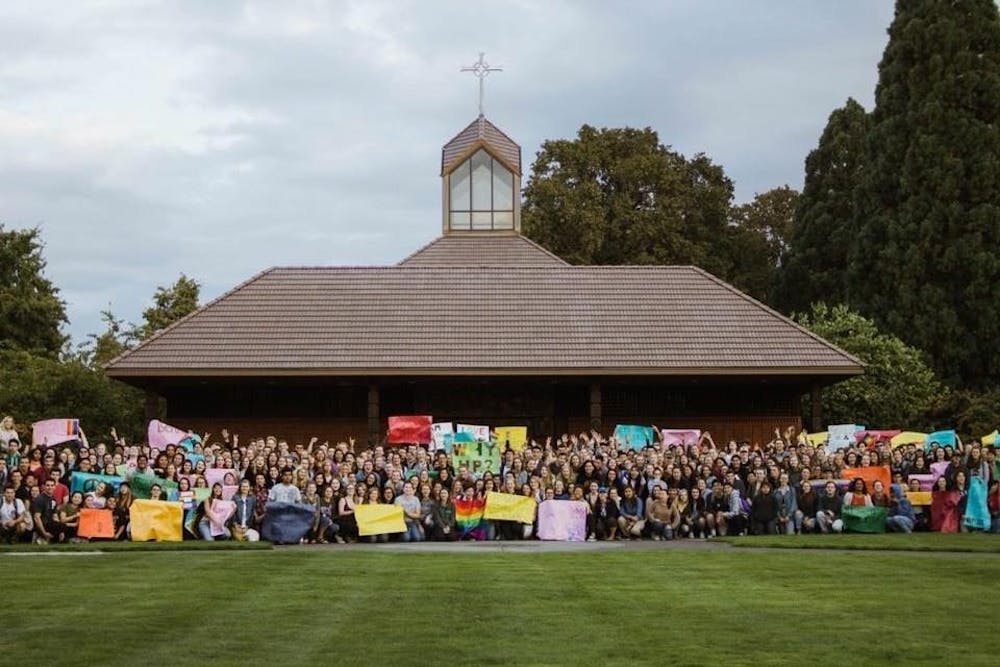 SASA gathering to stand in solidarity with the LGBTQ community. Posted Sept. 21, 2018.Photo courtesy the SASA Facebook page.