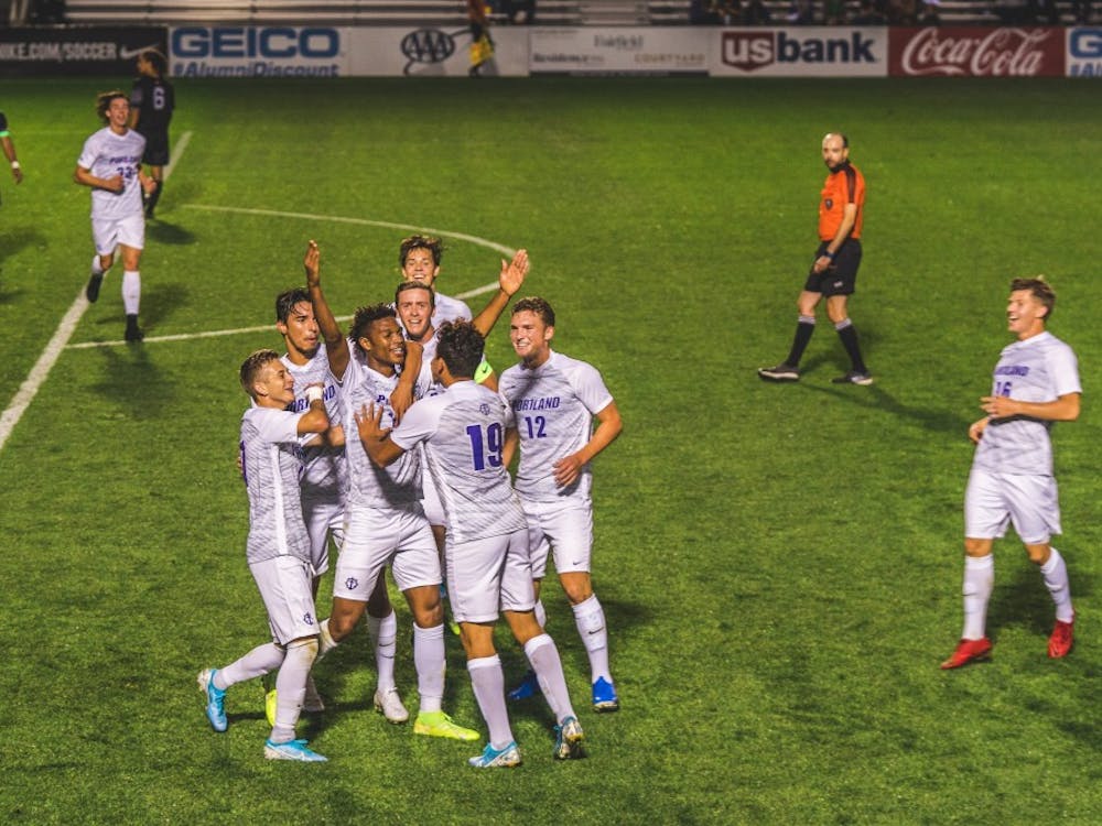 The team celebrates after a goal.
