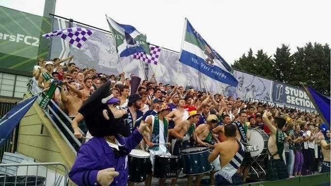  2,302 students cheer on the men's soccer team on Merlo Field Friday night. The Pilots lost to No. 9 Michigan State 1-0. Photo by Clare Duffy
