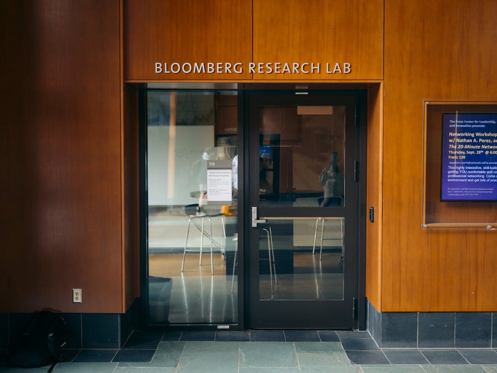 The Bloomberg Research Lab, located on the first floor in Franz Hall. This is the only entrance to the lab.
