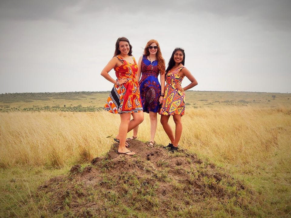  Seniors Jaclyn Sisto, Shashana Packus and Eloiza Meza explore Kenya's landscape on a safari. The three students worked as interns this summer with organizations providing aid to rural communities. Photo courtesy of Shashana Packus.