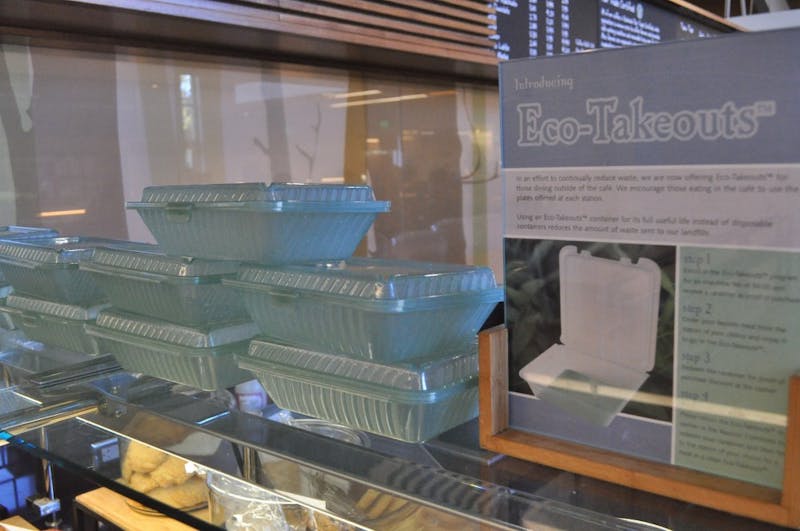 Last semester, Bon Appetit launched reusable to-go boxes called Ecotainer. Now, students have organized a town hall event to discuss sustainability on March 1 in the Mehling Ballroom. 