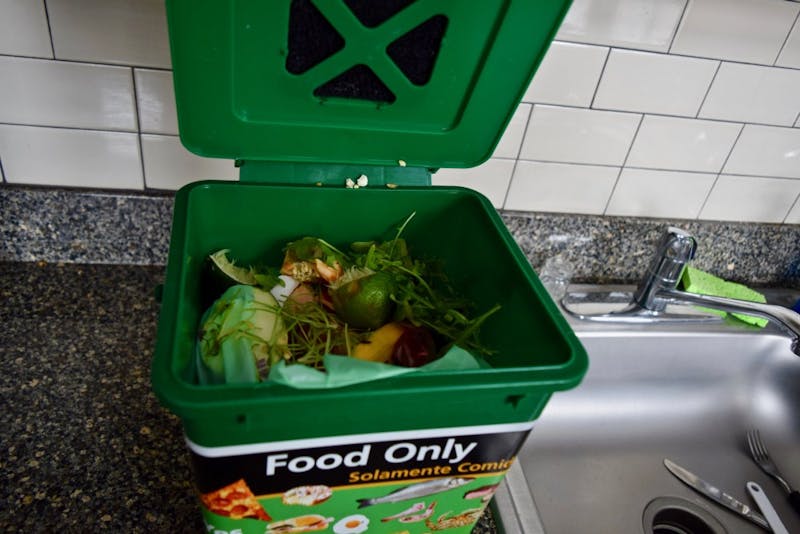 Residence halls (with the exception of Hag/Ty) on the University of Portland campus has a compost bin for their students to use. Students called Compost Runners come and take the compost to the composting bin behind the commons.