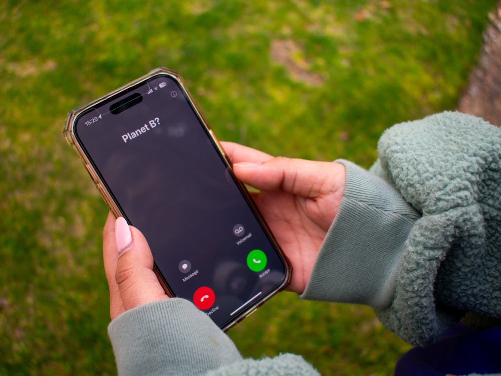 A phone call from &quot;Planet B,&quot; a reference to the popular phrase &quot;There is no planet B.&quot; It is often used by climate activists to capture the immediacy of the climate crisis.