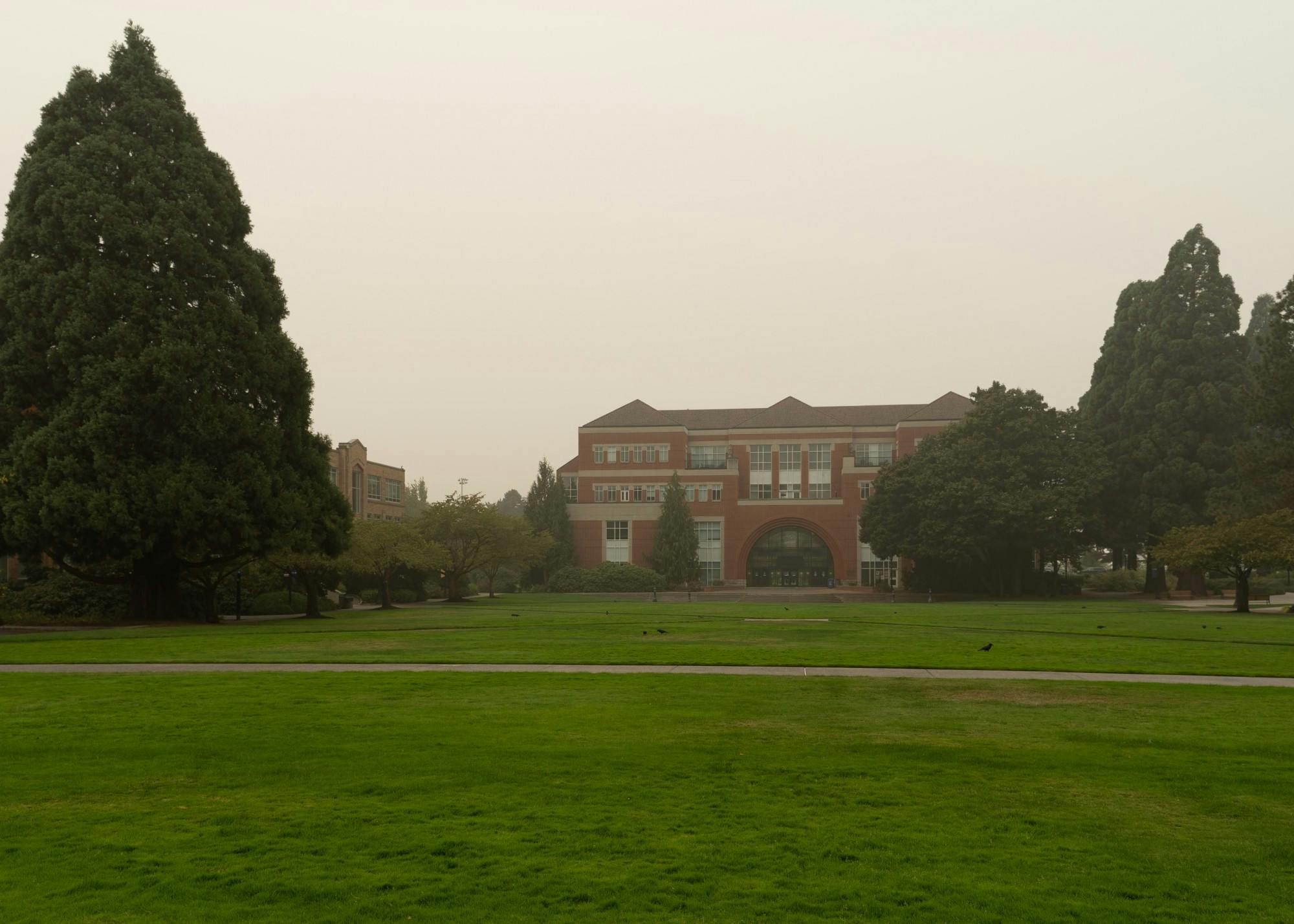Smoke surrounding Franz Hall