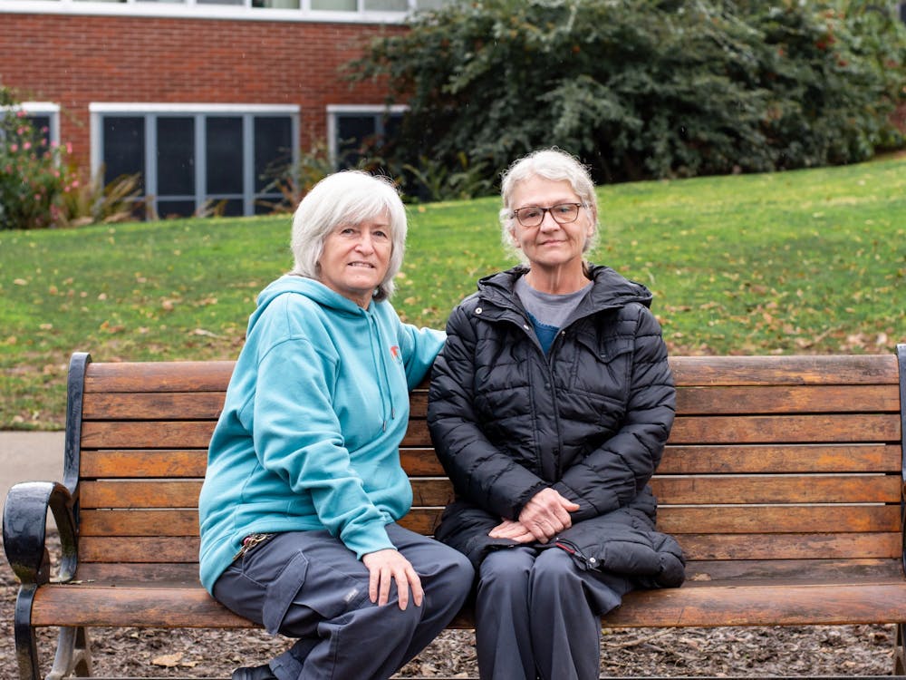 Teresa Freemont (right) has worked in housekeeping at UP for 25 years. She often sits with friend, Jody Parsons (left), between Shipstad and Kenna halls.