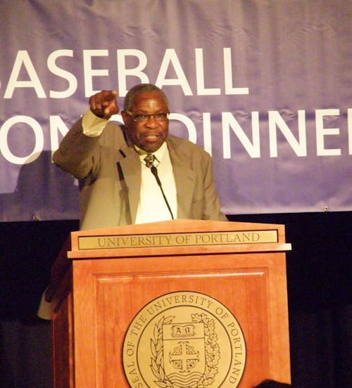  Dusty Baker shares tips from his experiences from the MLB during the 13th Annual Diamond Dinner. Photo by Maggie Hannon