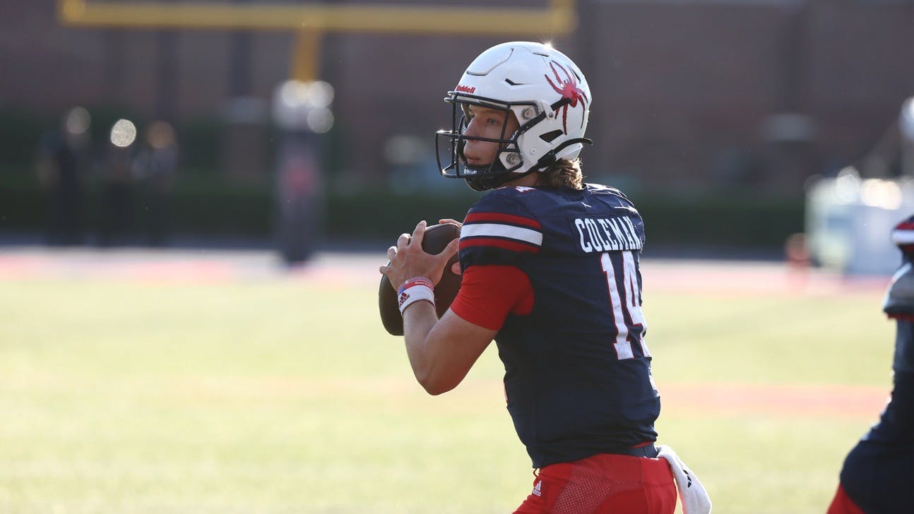 Freshman Quarterback Camden Coleman during game against Black Bears. Photo courtesy of Richmond Athletics.