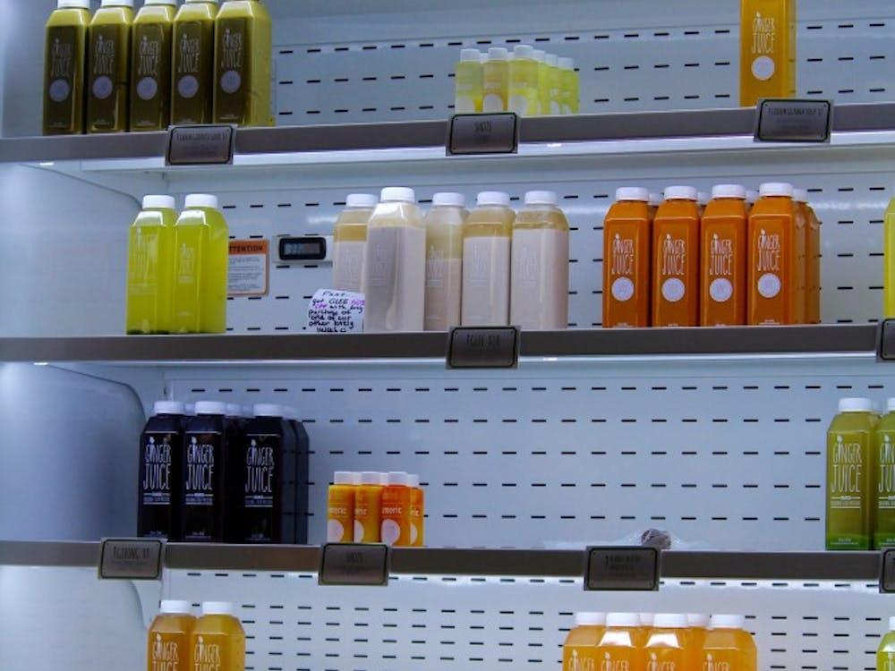 The juice case at the new location of&nbsp;Ginger Juice in Richmond, Virginia.