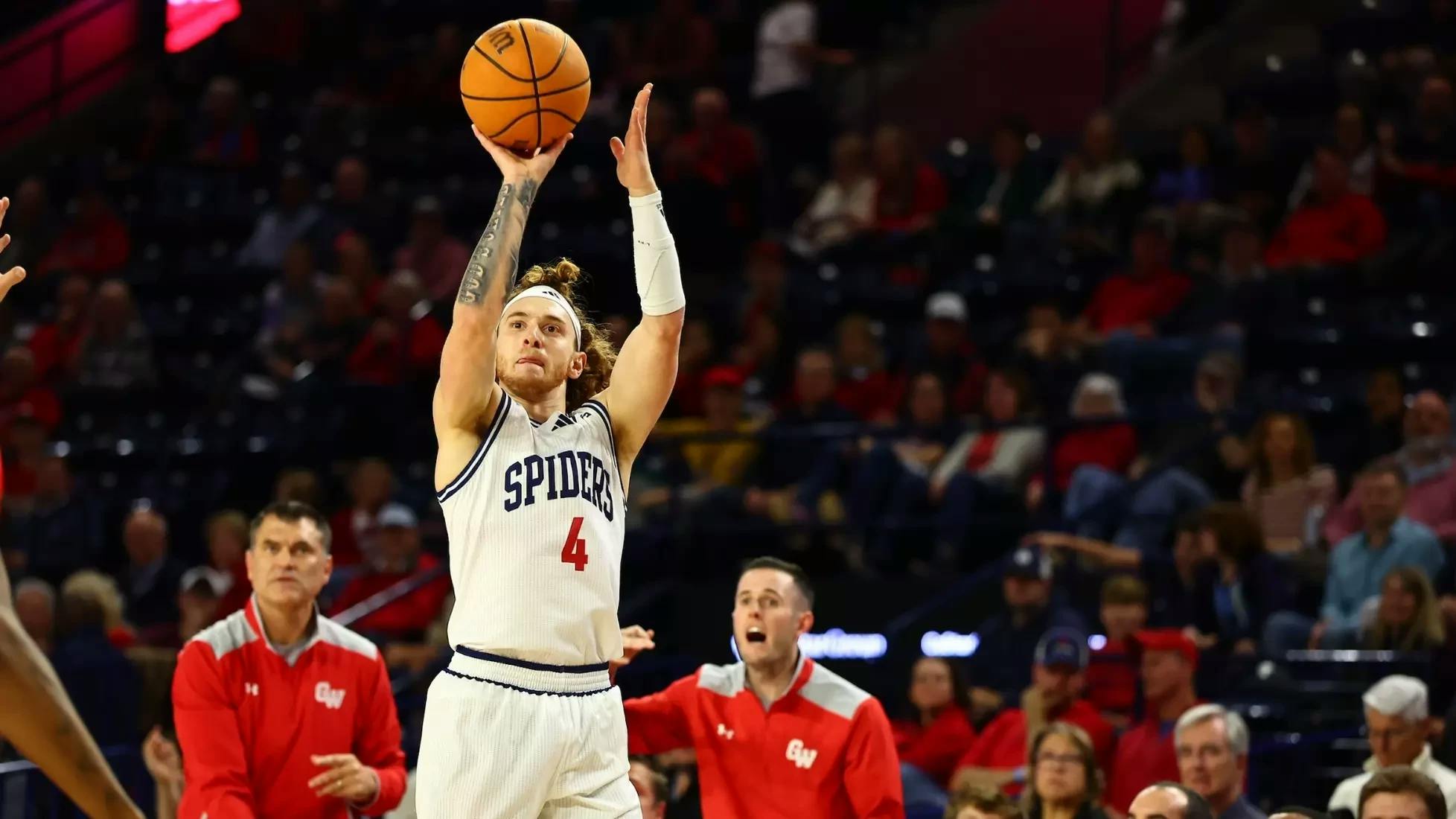 Graduate Guard Will Johnston plays against Gardner-Webb. Courtesy of Richmond Athletics