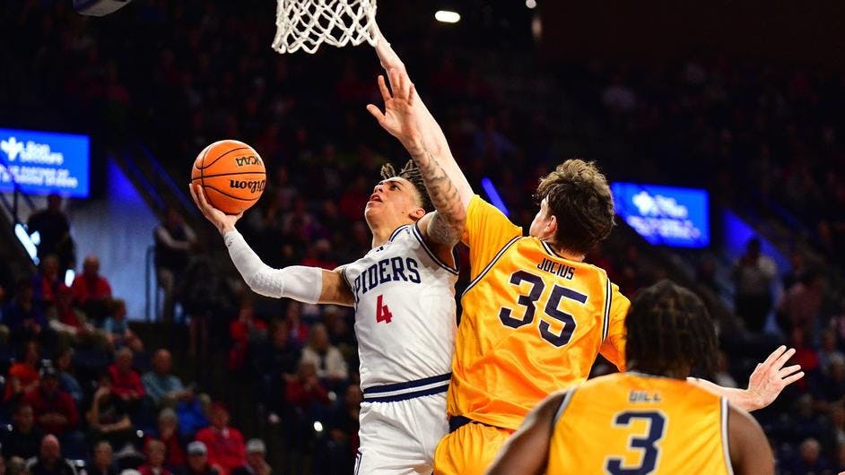 Senior guard Dji Bailey during the Feb. 10 game against La Salle University. Courtesy of Richmond Athletics.
