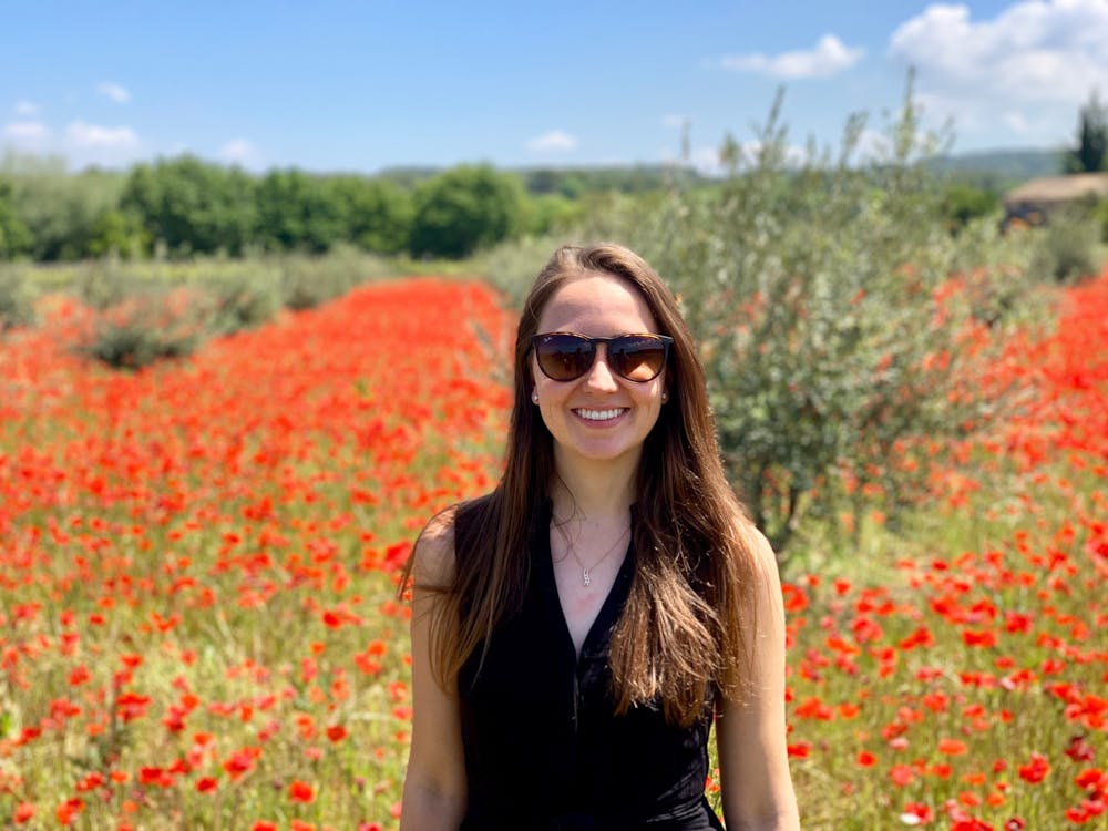 <p>Senior Claire Griffiths pictured in France, 10 minutes from her home in Geneva, Switzerland.</p>