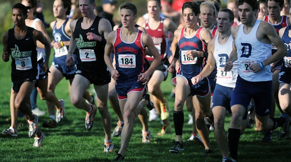 <p>The men's cross country fall 2010 A-10 race. Photo by Collegian staff&nbsp;</p>