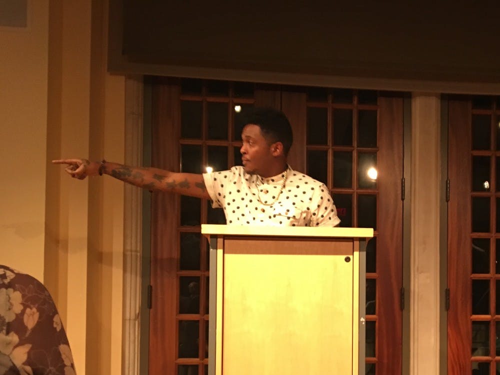 Danez Smith performed his poems in the International Center Commons on Thursday. 