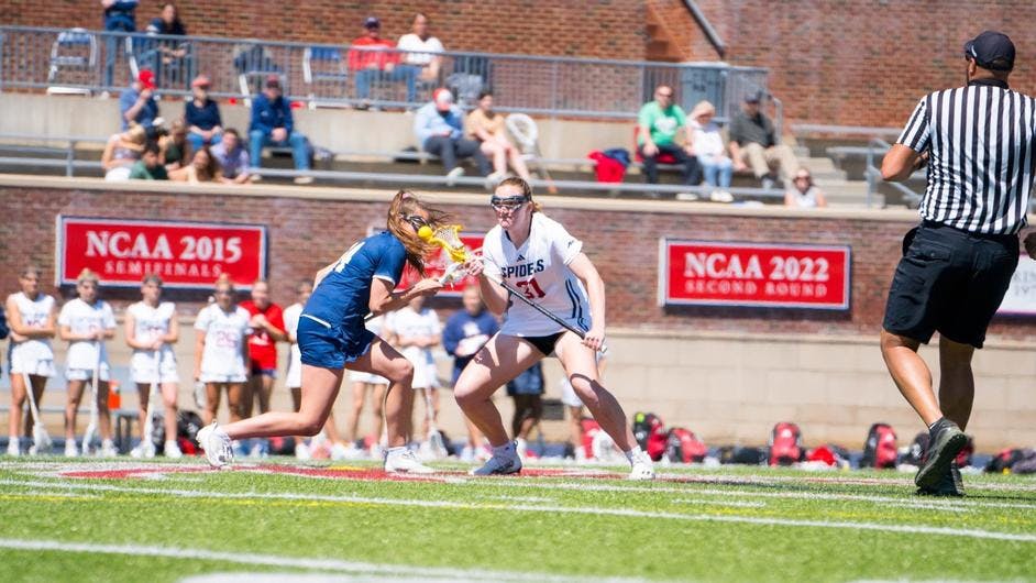 Junior defender Clare McCooe during the April 13 game against George Washington University. Courtesy of Richmond Athletics.