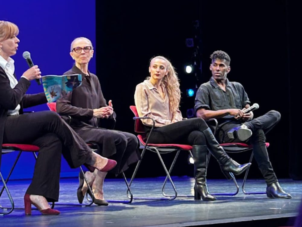 A question and answer session was held after the performance, moderated by UR Director of Dance Anne Van Gelder, with panelists Janet Eliber, Marzia Memoli and Lloyd Knight. Courtesy of UR Department of Theatre and Dance.