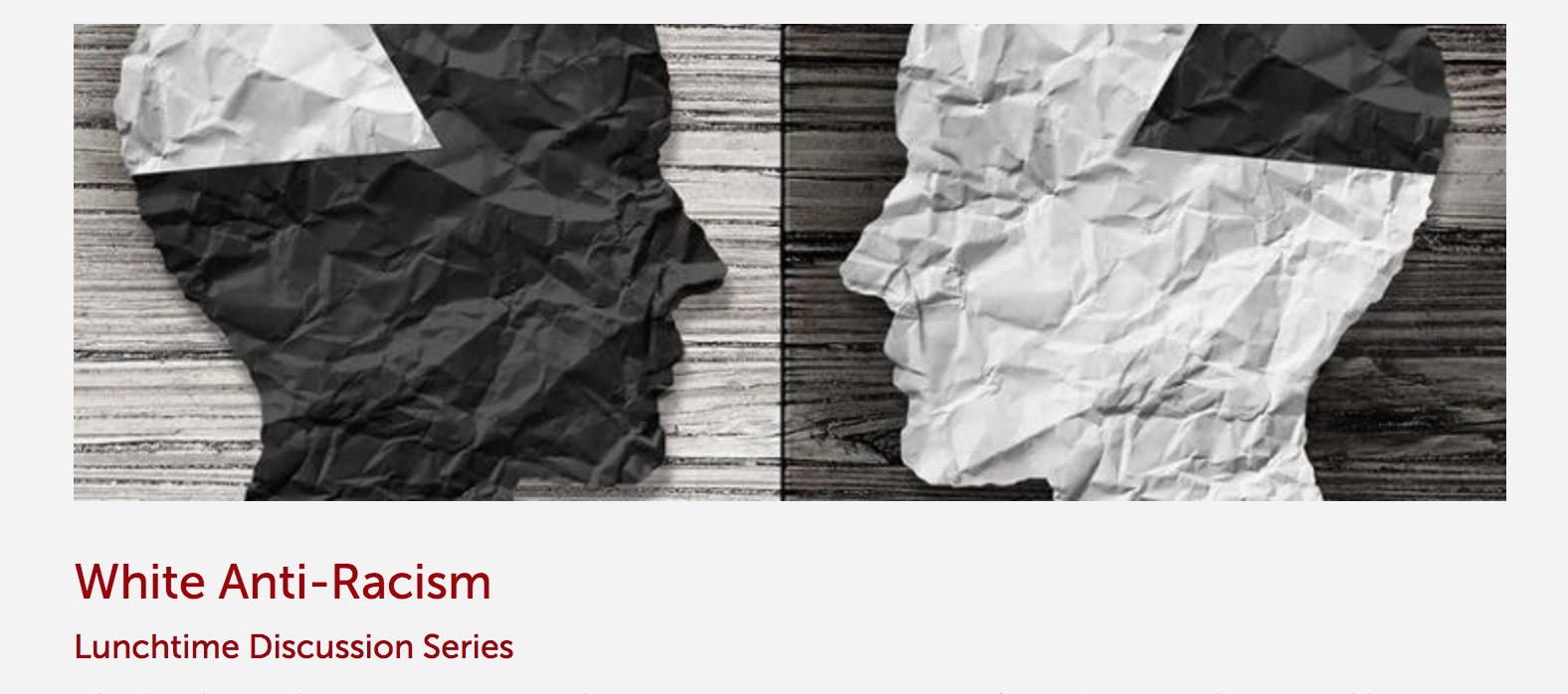 The white anti-racism group meets at lunchtime in the Tyler Haynes Commons twice per month. The group discusses how to better understand whiteness and its relationship to racism. Image courtesy of the Common Ground website