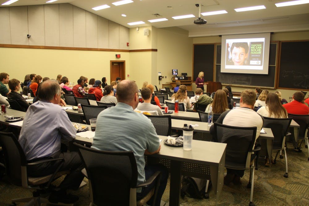 Students and faculty attend a presentation related to One Book One Richmond.